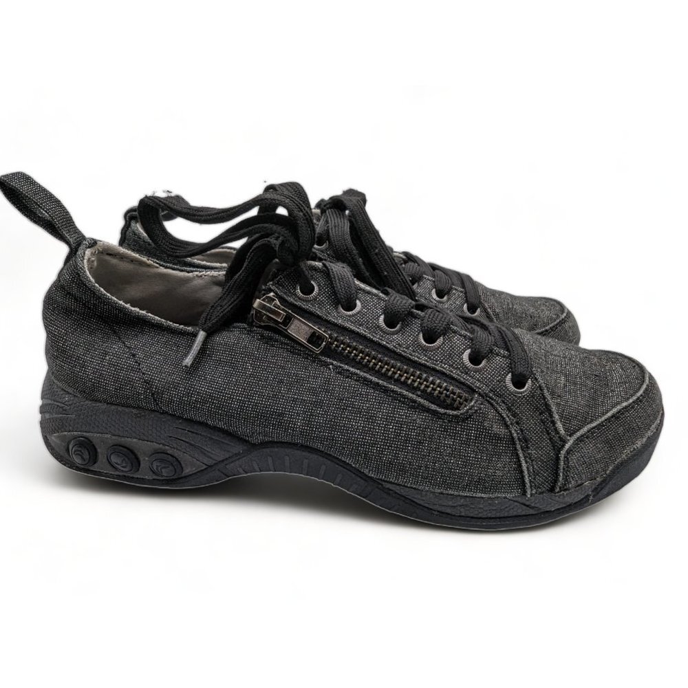 Therafit Sienna Black Shimmer Comfort Arch Support Zip Lace Up Shoe Size US 7